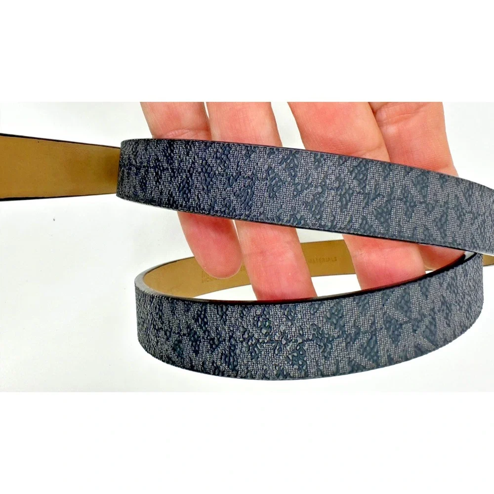 Michael Kors Belt Black Silver Tone Buckle Sz M Ladies MK logo Man Made